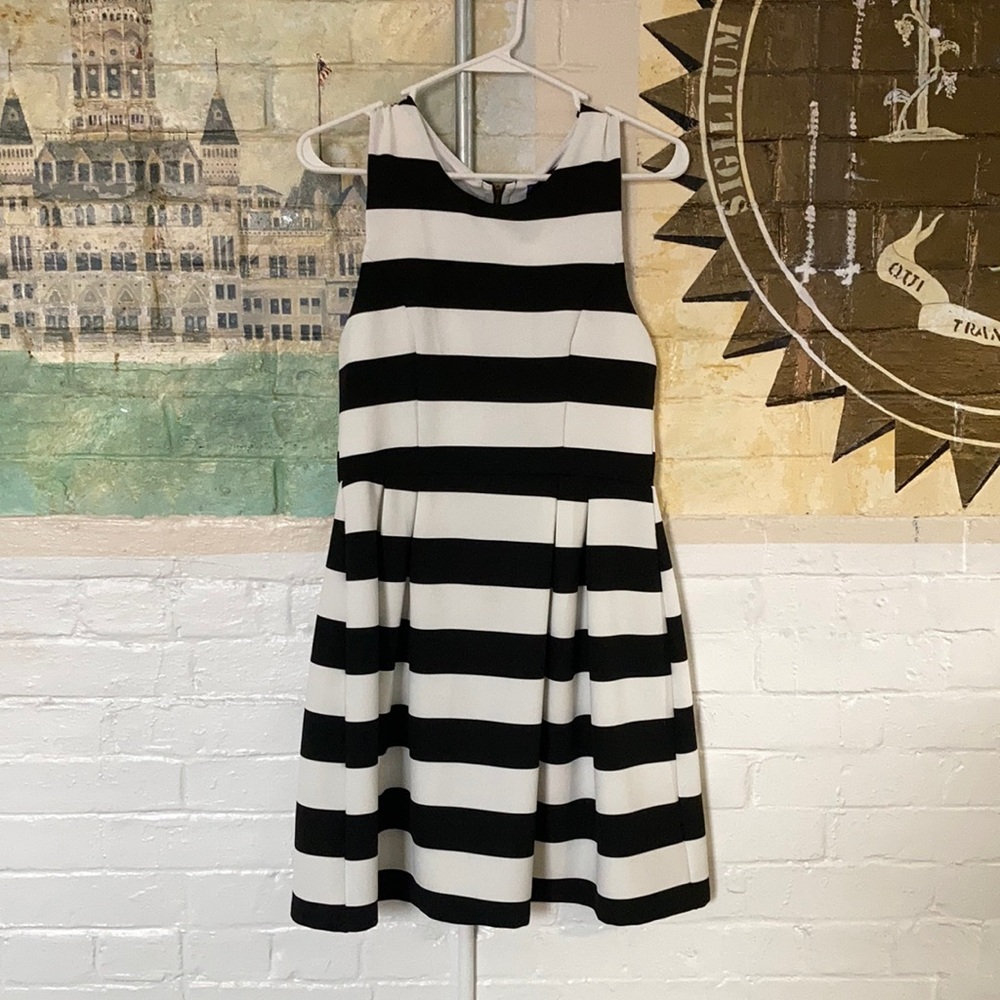 Francescas black and white striped sleeveless mini dress
